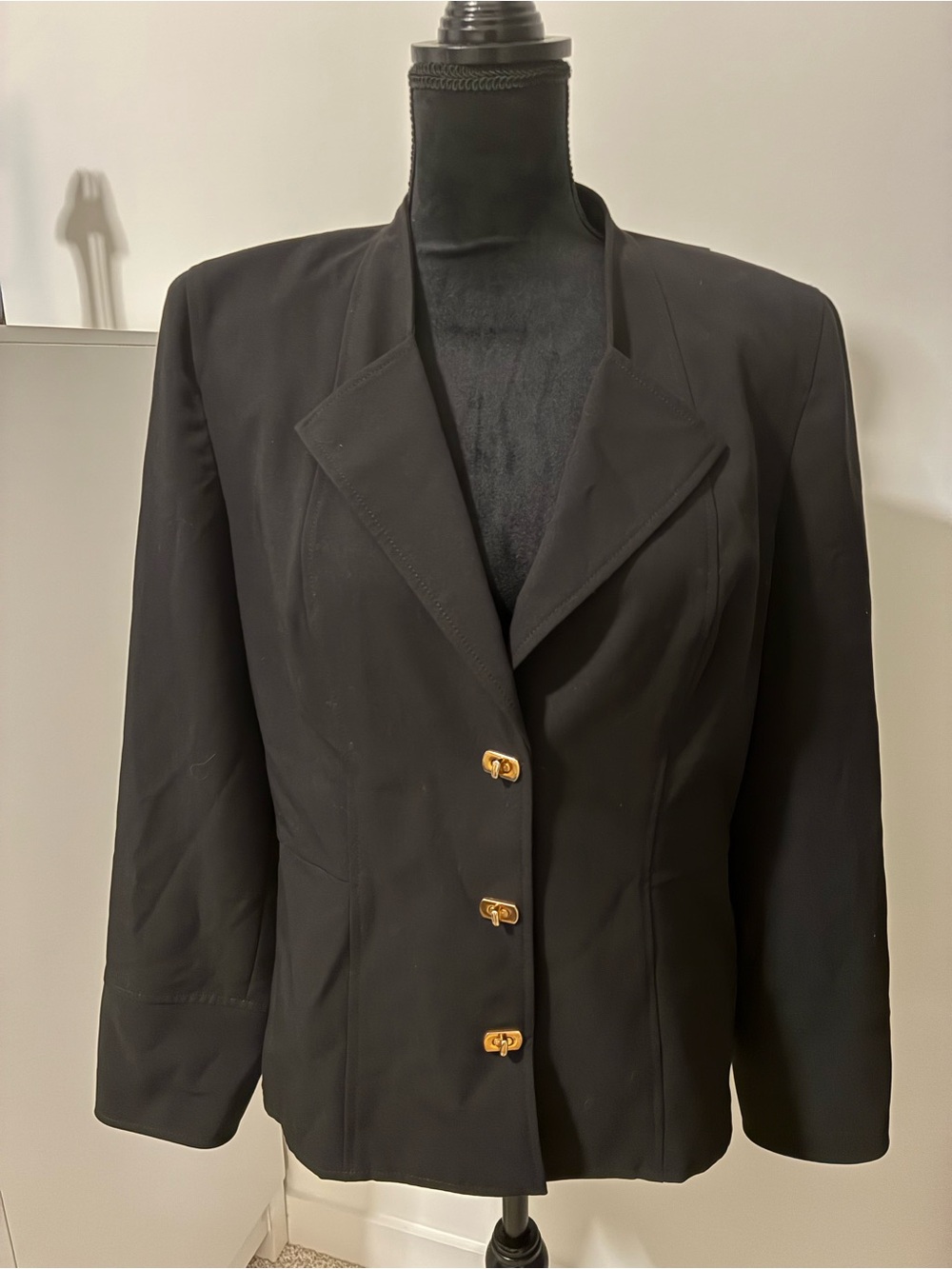 Reba Black Women's Blazer with Gold Accent Buttons